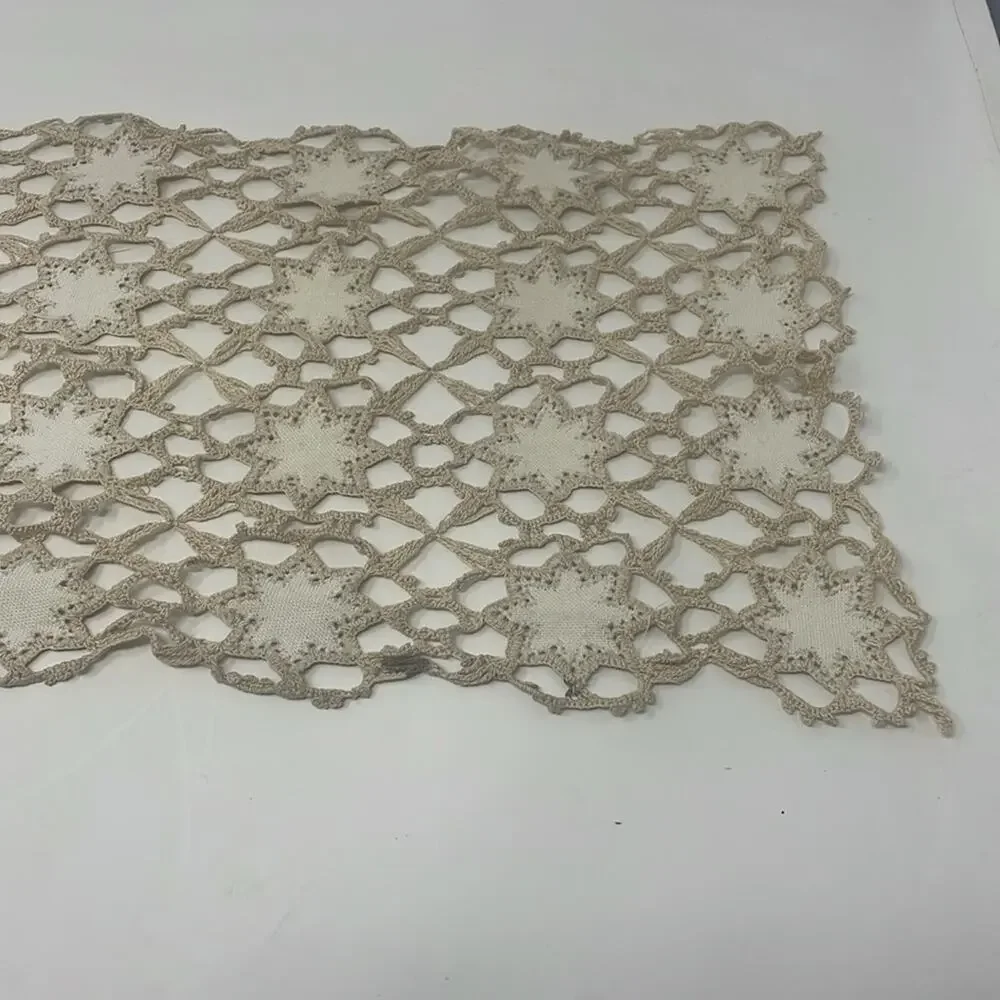 Vintage Handmade Shabby Chic Farmhouse Large Crochet Table Runner